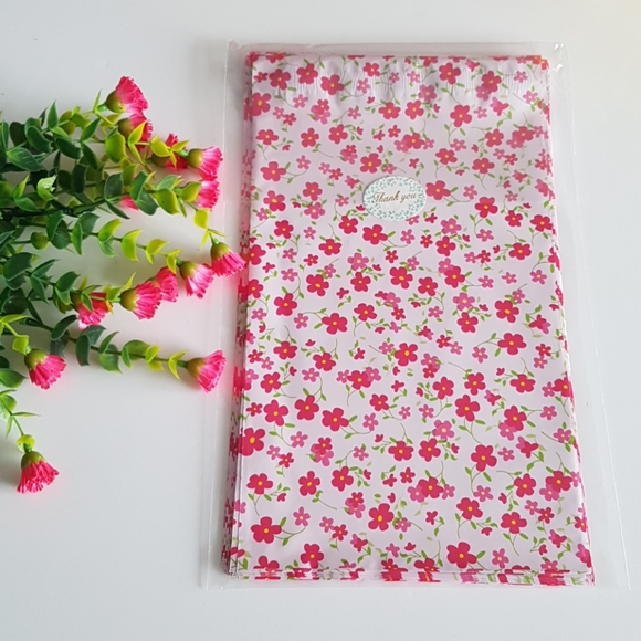 25 pcs Poly Mailers 6"x9" inches Pink Little Flowers - Picture 6 of 6